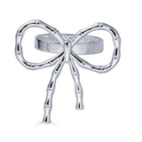 Silver Bow Napkin Ring Bamboo Motif Constance Ford Designs