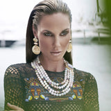 Elysse Shell Earrings with Clear Quartz