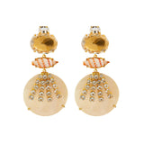 Elysse Shell Earrings with Clear Quartz