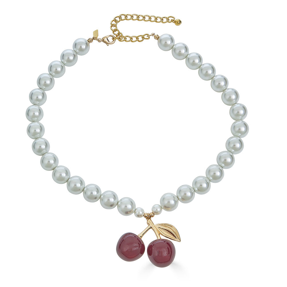 Kenneth Jay Lane Cherries Cherry Pearl Necklace | HAUTEheadquarters