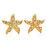 Kenneth Jay Lane Crystal Starfish Earrings in clip on