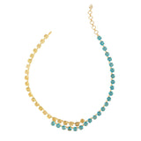Bounkit Lemon Quartz and Blue Quartz Riviere Necklace gold plated semi precios