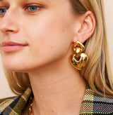 Kenneth Jay Lane Gold Heart Earrings double hearts