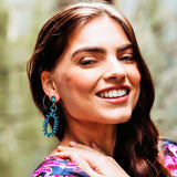 Elizabeth Cole Rhiannon Earrings in Teal and Jade Austrian Crystal 