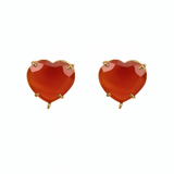 Bounkit NY Carnelia Heart Stud Earrings semi precious