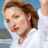 Mini Coral Kenneth Jay Lane Tube Hoop Earrings