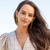 Kenneth Jay Lane Gold Paper Clip Paperclip Link Earrings and paperclip chain necklace