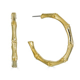 Kenneth Jay Lane Gold Bamboo Hoop Earrings