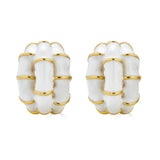 Kenneth Jay Lane White Enamel Bamboo Earrings Clip ons