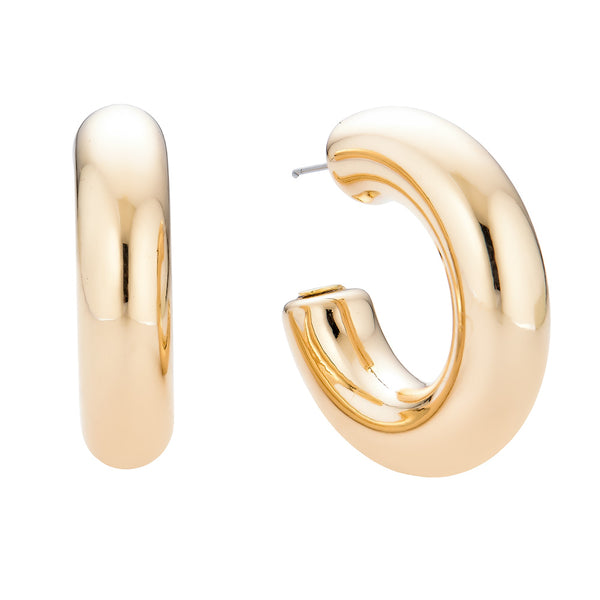 Kenneth Jay Lane Gold Tube Hoop Earrings