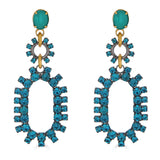 Elizabeth Cole Rhiannon Earrings in Teal and Jade Crystal