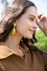 Kenneth Jay Lane Gold Paddle Drop Earrings in Clip on