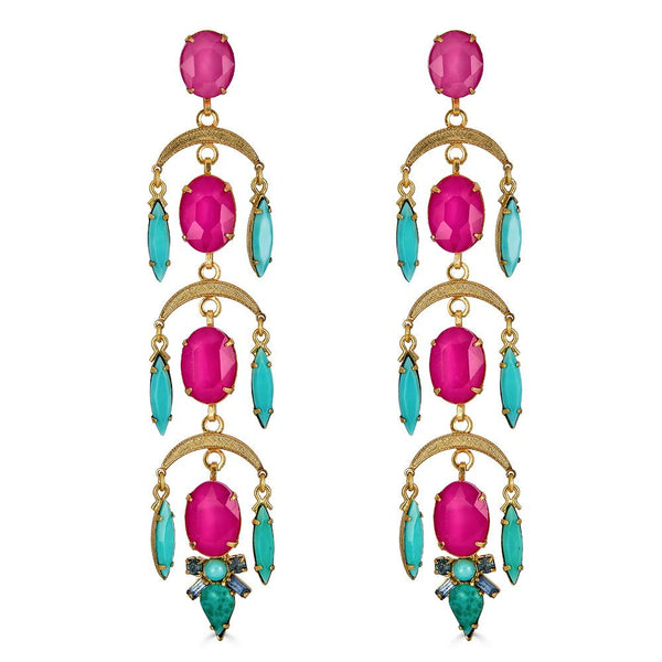 Elizabeth cole Adina Earrings in pink and turquoise