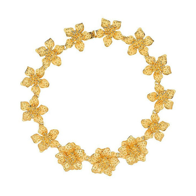 Kenneth Jay Lane Dogwood Flower Gold Necklace 