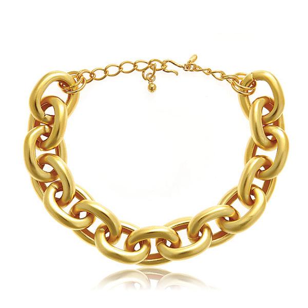 Kenneth Jay Lane Gold Satin Link Chain Necklace 