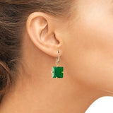 Bounkit Green Onyx Fishook Square Drop Earrings