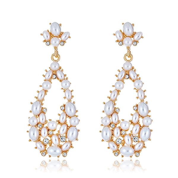 Pearl Teardrop Crystal Earrings