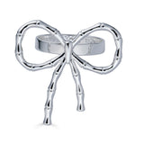 Silver Bow Napkin Ring Bamboo Motif Constance Ford Designs