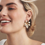 Gold Flower Earrings by Georgie Quinn on Model