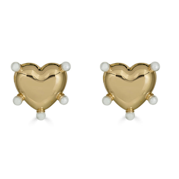 Kenneth Jay Lane Heart Earrings puffy polished puff heart earrings with pearls