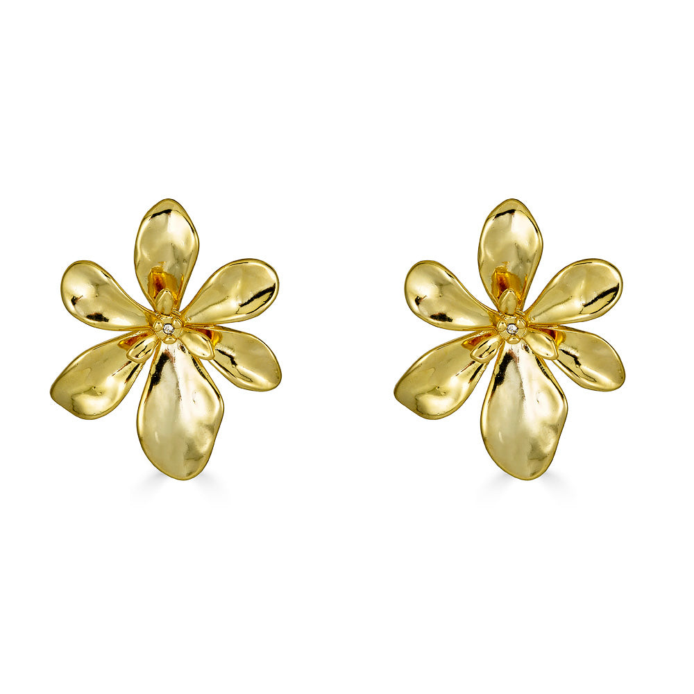 GILIEYER Gold Sculptural Flower Earrings, Exaggerated Floral Dangle Earrings, Geometric Large Metal Flower Drop Earrings, Punk Stylish Statement Earrings