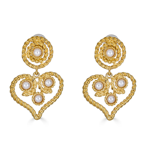 Kenneth Jay Lane ピアス ドロップ ハート ゴールド HEART Kenneth Jay Lane ピアス ドロップ ハート ゴールド HEART