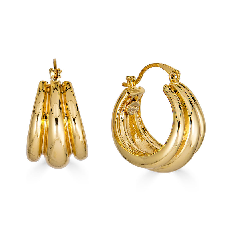 Kenneth Jay Lane Triple Hoop Earrings gold plated