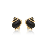 Kenneth Jay Lane Black Crystal Shell Earrings