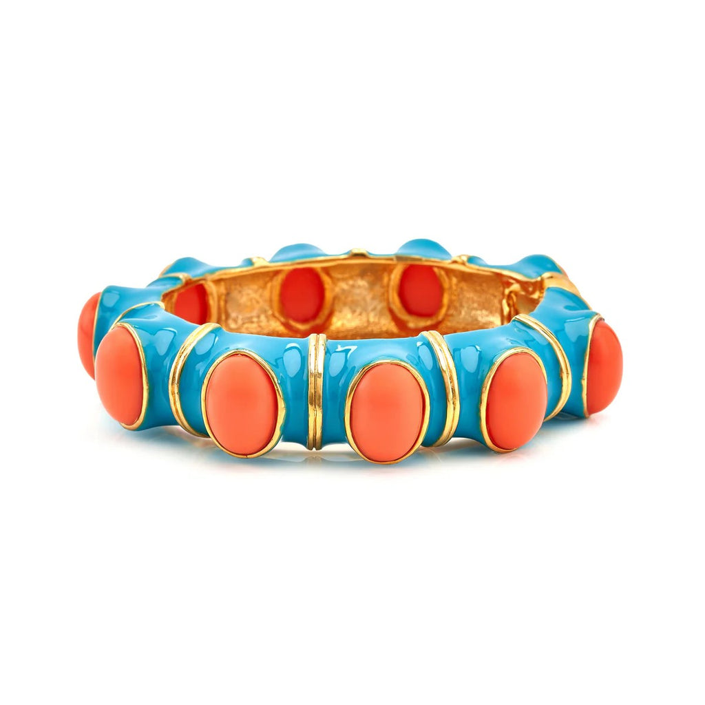 Kenneth Jay Lane Turquoise Coral Enamel Bracelet | HAUTEheadquarters