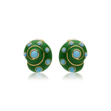 Kenneth Jay Lane Snail shape earrings in Jade and turquoise cabochons clip ons gold plated