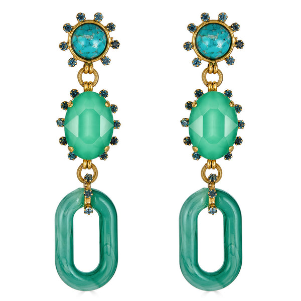 Elizabeth Cole Brooke Jade Earrings in green turquoise and jade