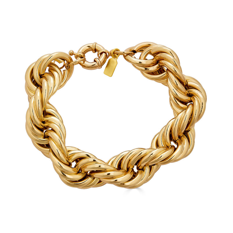 Genuine 14K Gold Over Sterling Silver Twisting Rope Bracelet.Wholesale -  925Express