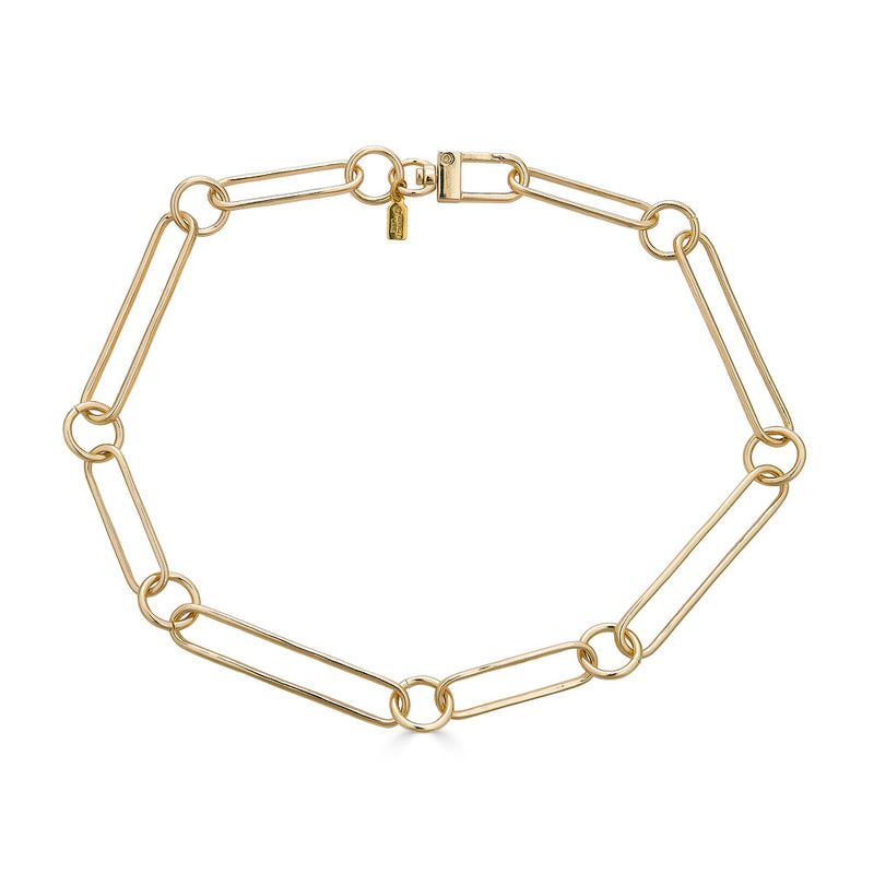 Kenneth Jay Lane Paperclip Chain Link Necklace in Gold plating