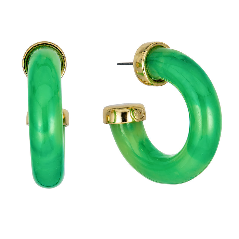Kenneth Jay Lane Jade Hoop Earrings small mini c tube hoop 