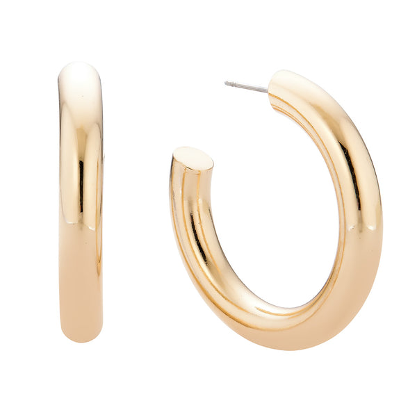 Kenneth Jay Lane Gold Tube Hoop Earrings