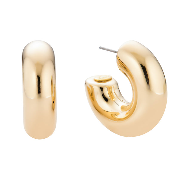 Kenneth Jay Lane Gold Polished Chubby Hoop Earrings