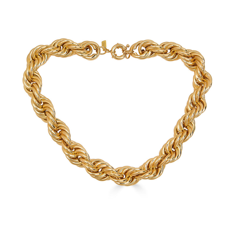 Kenneth Jay Lane Twist Rope Chain Necklace gold plated 