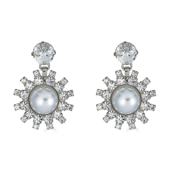 Elizabeth Cole Roscoe Pearl Earrings Crystal and Pearl