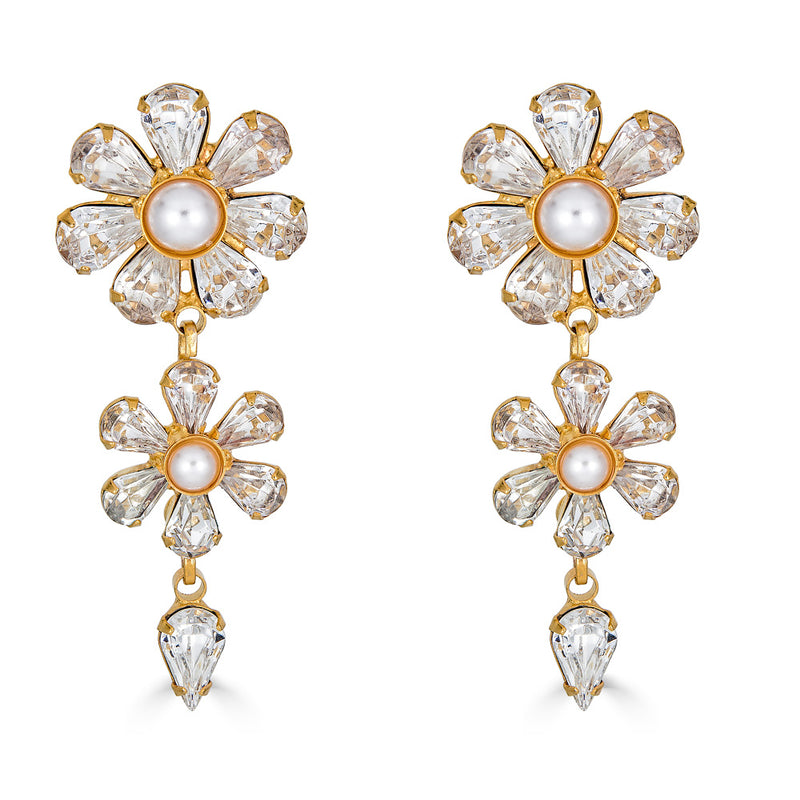 Elizabeth Cole Posie Earrings Crystal Flower drop earrings