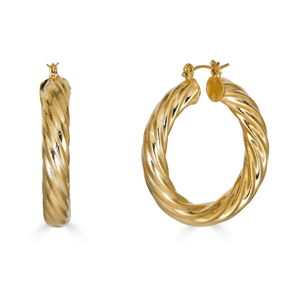 Gold Twist Hoop Earrings by Kenneth Jay Lane