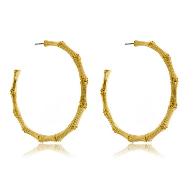 Kenneth Jay Lane Gold Bamboo Hoop Earrings