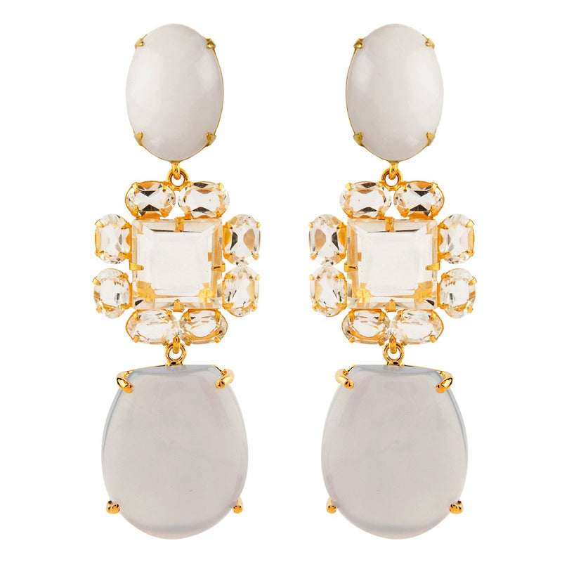 Bounkit Bridal Chalcedony White Agate Earrings 