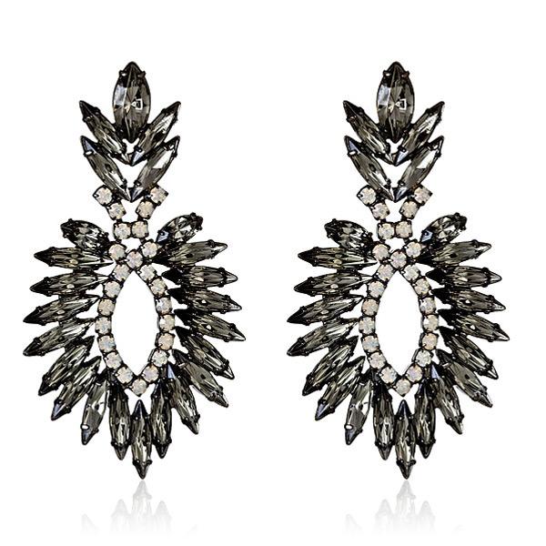 Elizabeth Cole Beverly Swarovski Earrings in black and gray crystal