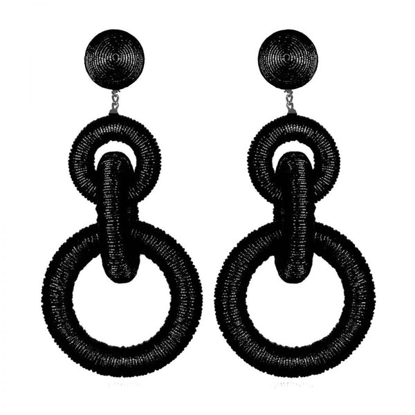 Black Three Tier Hoop Earrings Image