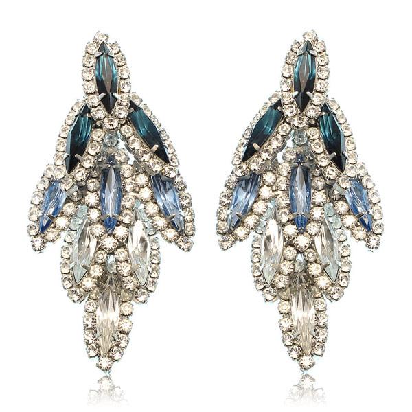 Elizabeth Cole Blue Ombre Bacall Earrings in Blue , Light Blue and Clear Swarovski Crystals