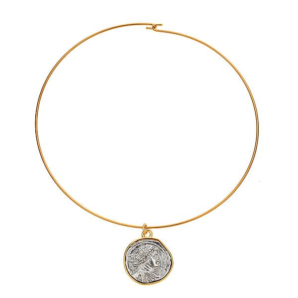 Kenneth Jay Lane Coin Choker Necklace Pendant