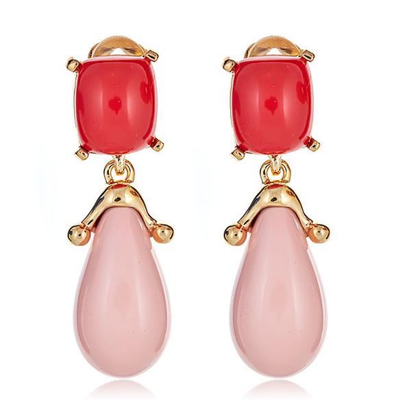 Kenneth Jay Lane Two Tone Double Coral Earrings in Clip on