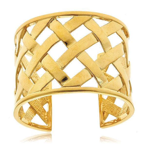 Kenneth Jay Lane Gold Basket Weave Cuff  Bracelet