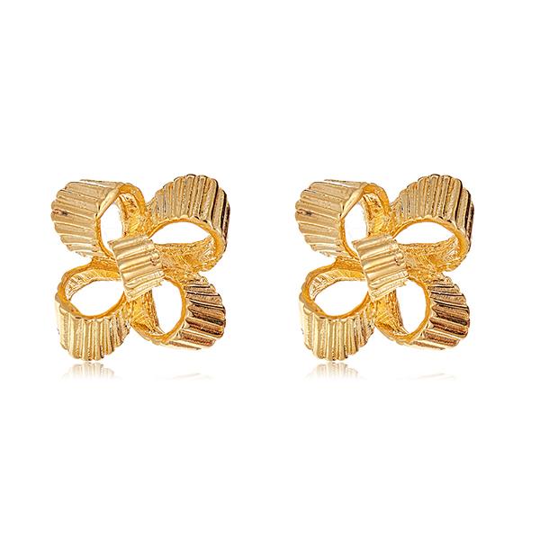 Kenneth Jay Lane Gold Bow Earrings 