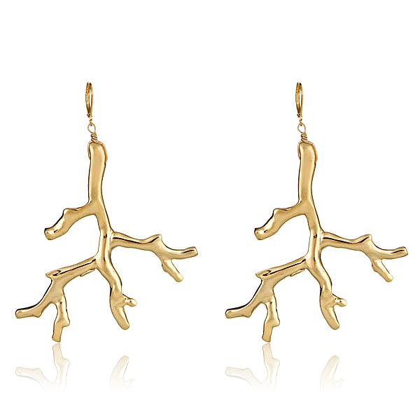 Kenneth Jay Lane Gold Branch Earrings 
